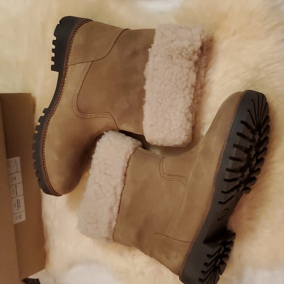 Anthropologie Louise Sherpa-cuffed Ankle Boots - tan - Picture 11 of 15